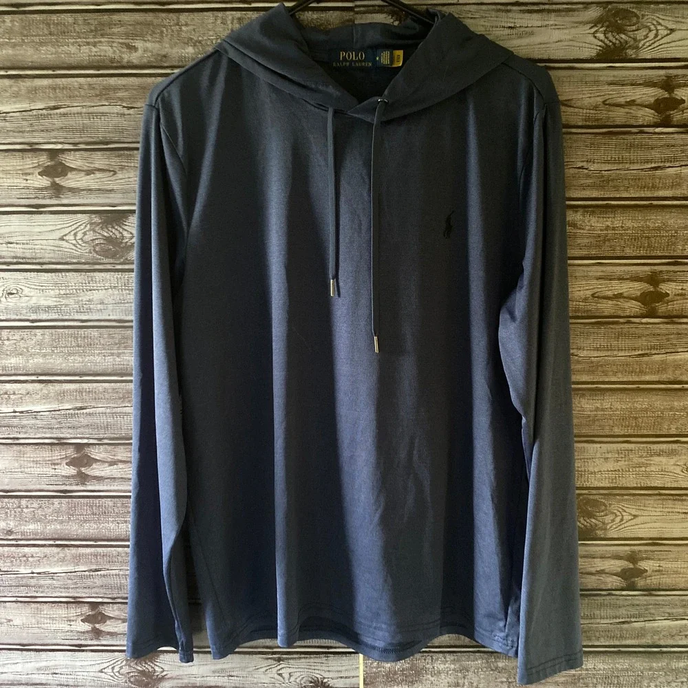 Polo Ralph‎ Lauren Men's Hooded Long-Sleeved Shirt Size M Blue Logo
